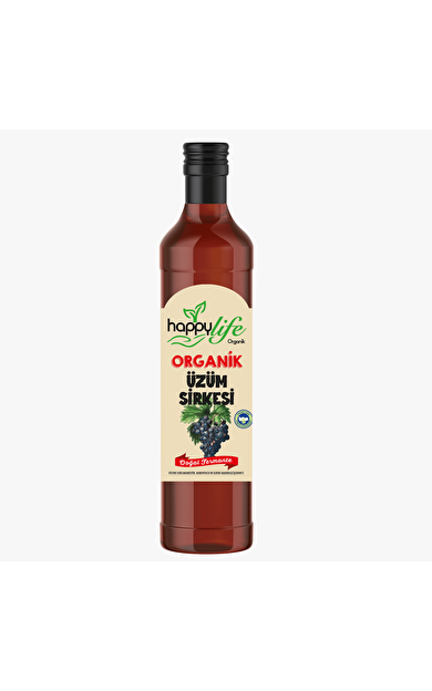 Happylife Organik Üzüm Sirkesi Cam 500 Ml